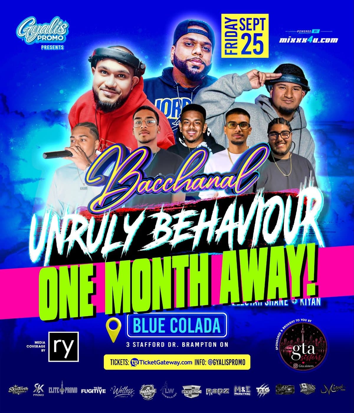 Bacchanal Unruly Behaviour flyer — Friday Sept 25 at Blue Colada