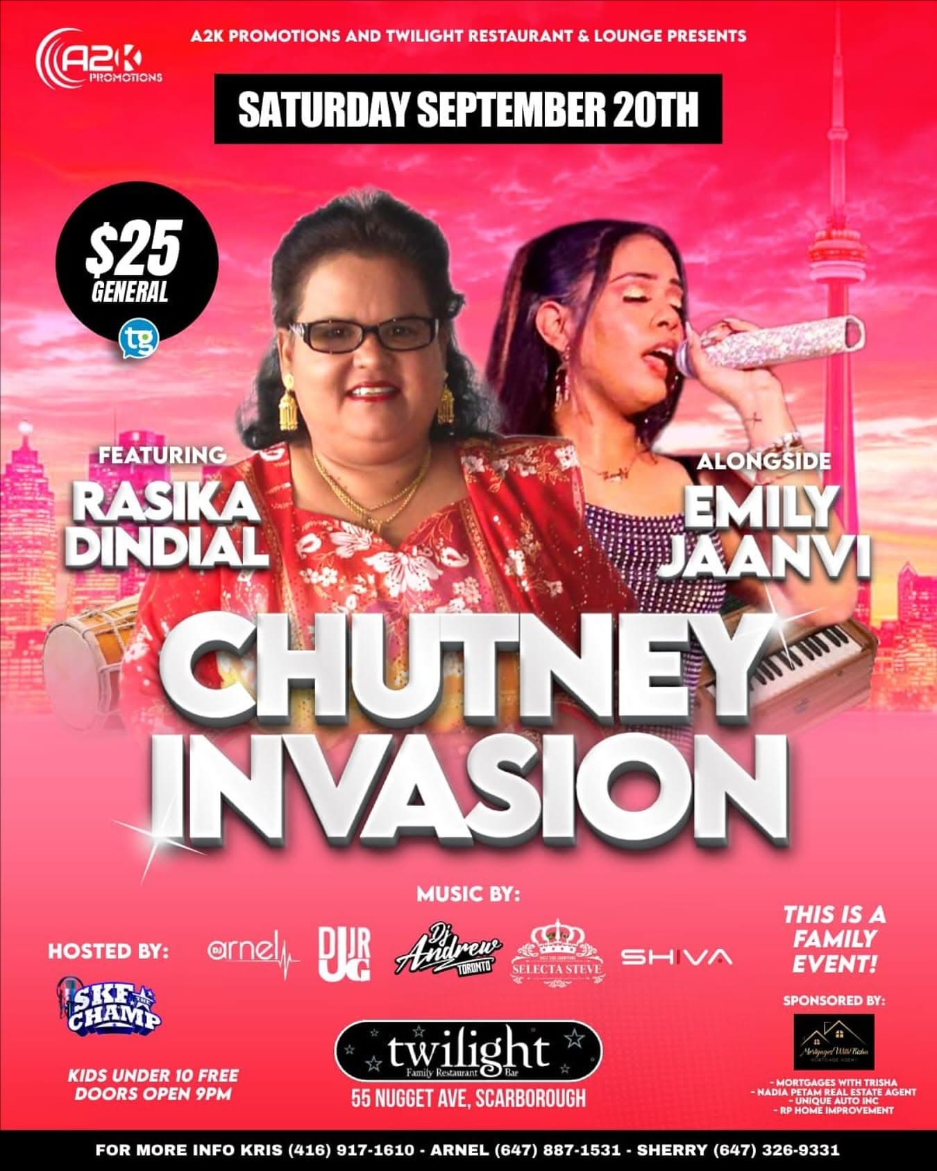 Chutney Invasion flyer — September 20th at Twilight Family Restaurant & Bar, Scarborough