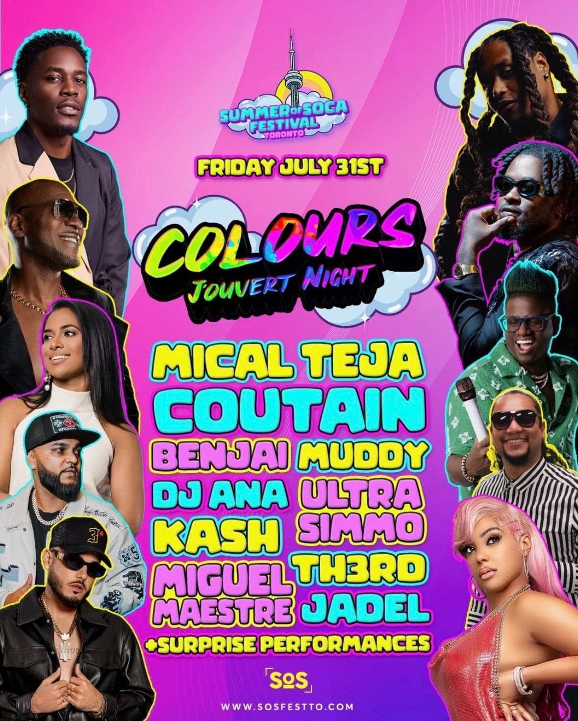 Colours J'Ouvert Night flyer — Friday July 31st, Summer of Soca Festival Toronto