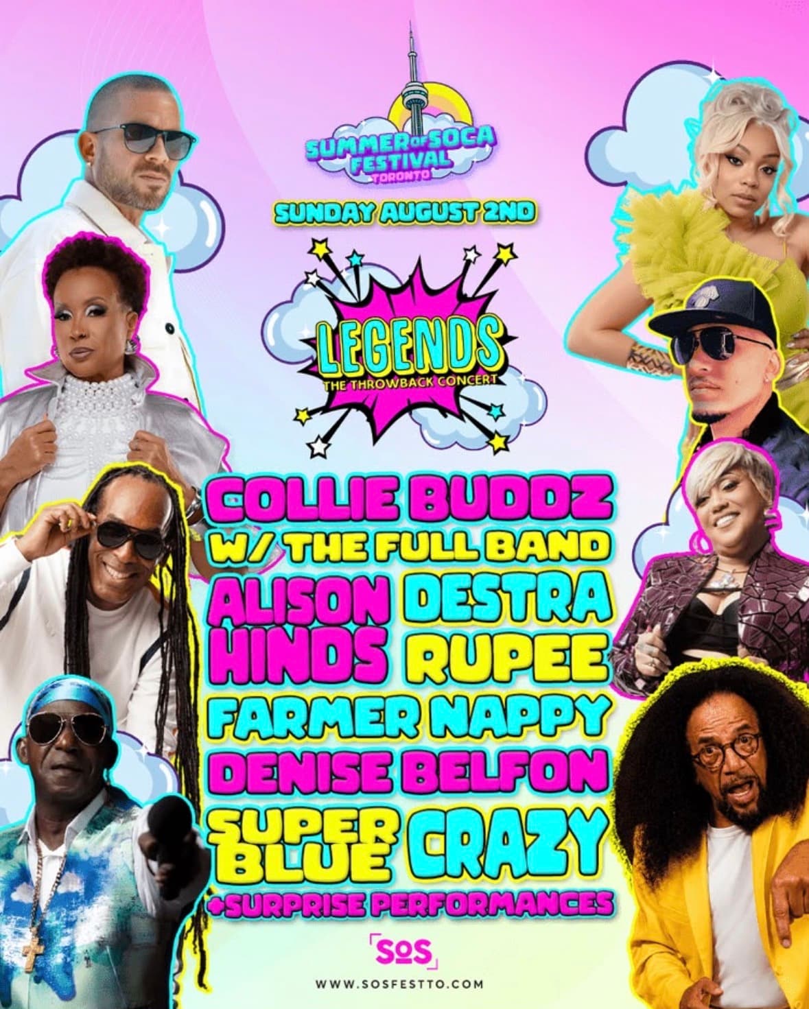 Legends The Throwback Concert flyer — Sunday August 2nd, Summer of Soca Festival Toronto